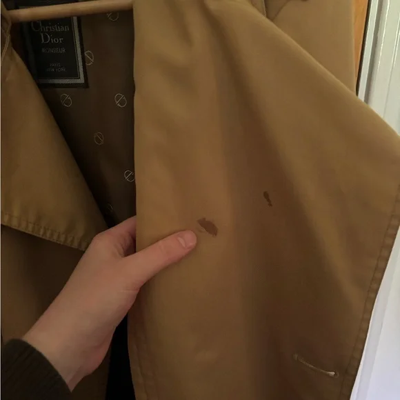 Dior Vintage Trench Coat with Double-Breasted Design and Belted Cuffs